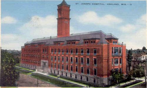 postcard depicting St. Joseph Hospital in Ashland