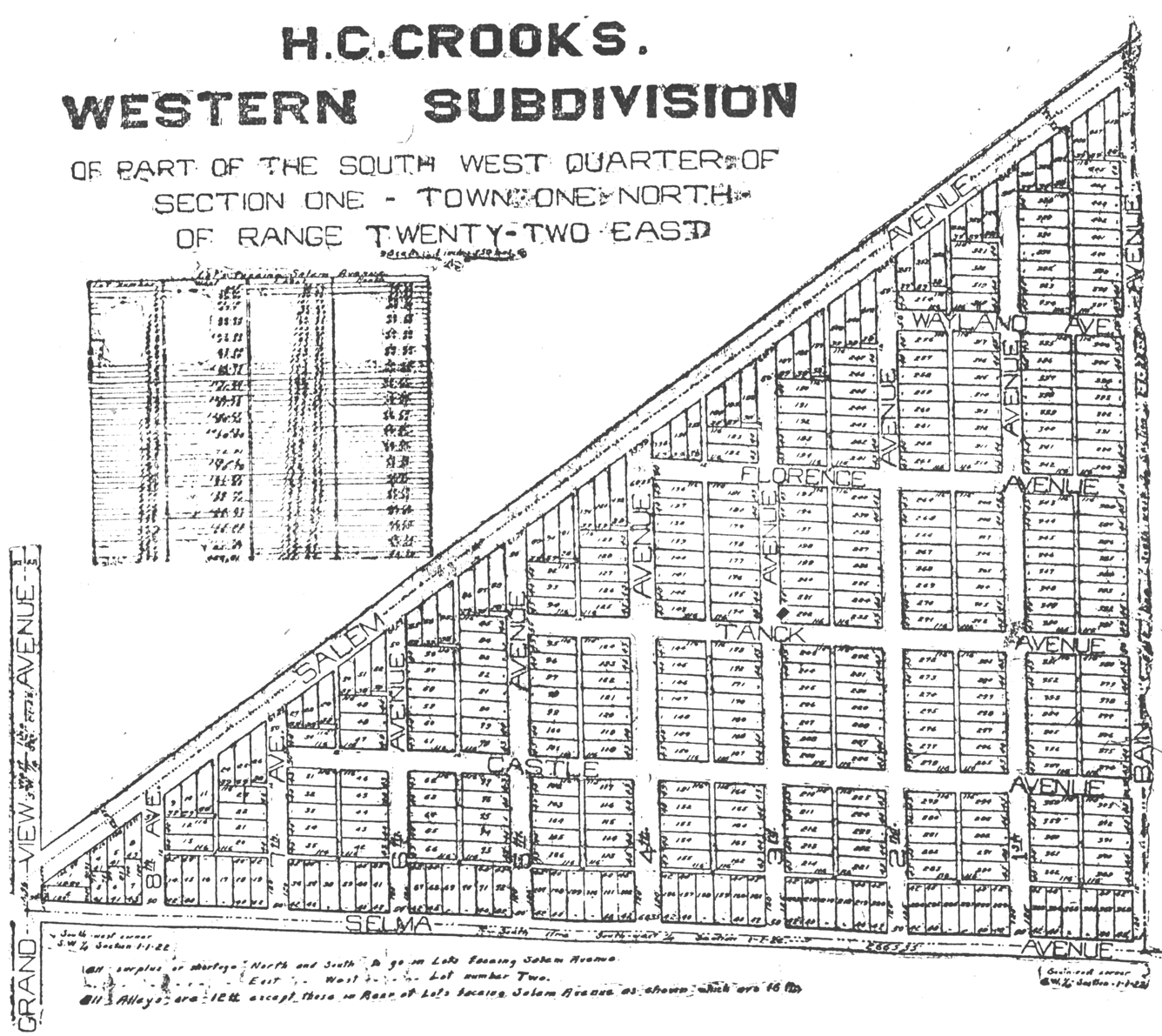 Crook's Subdivision 1912