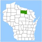 Wisconsin map highlighting Oneida County