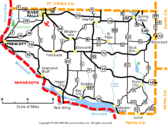 Map of Pierce County, Wisconsin
